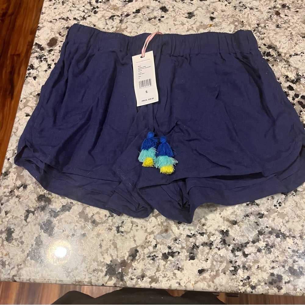 Vineyard Vines Navy Blue Linen Solid Pull On Shor… - image 3